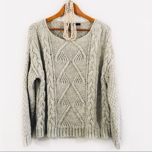 ZARA Wool/Alpaca Chunky Knit Pullover Fisherman Sweater Oatmeal